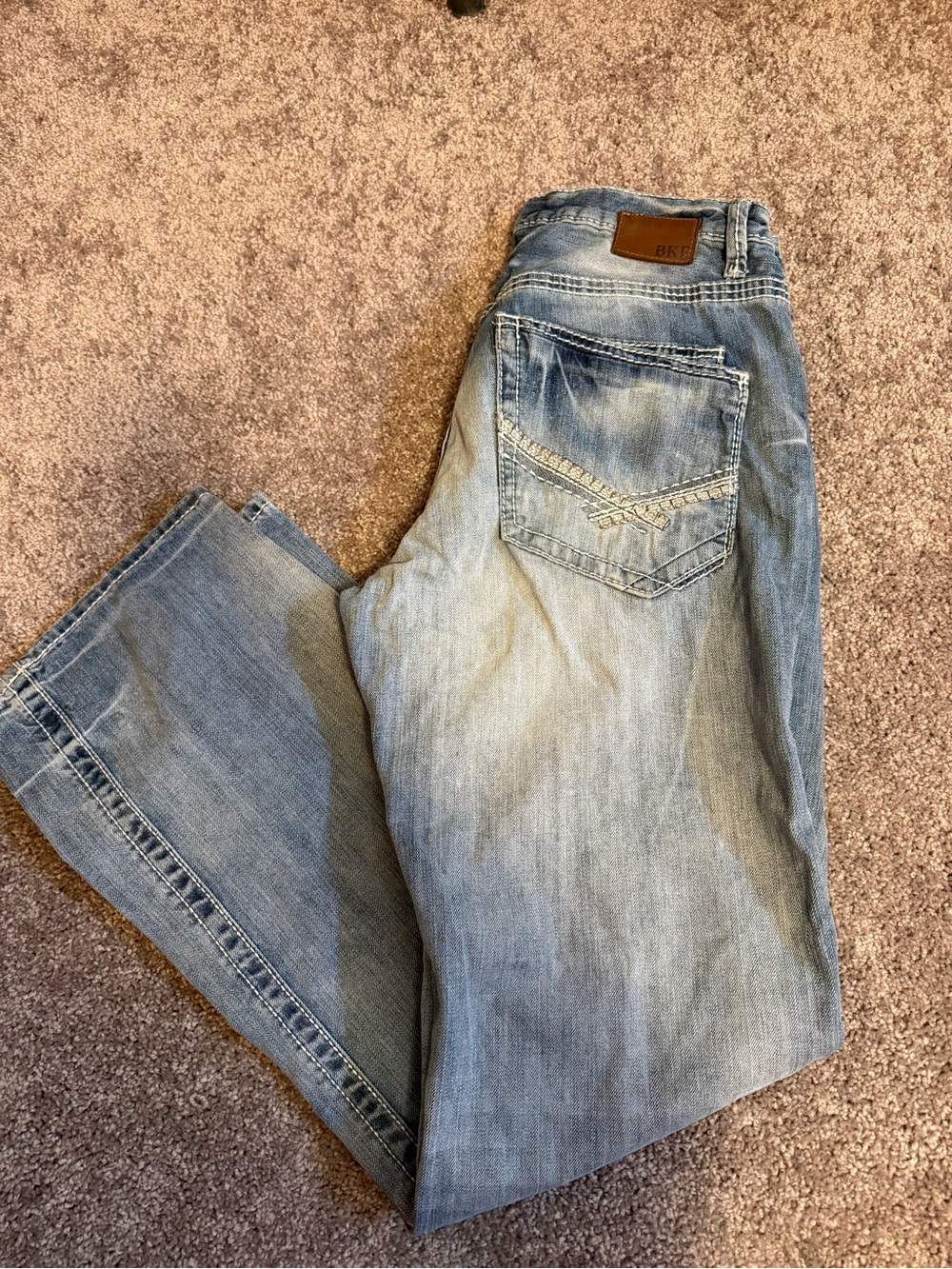 BKE Faded Light Blue Straight Leg Jeans “Derek” Size 34L